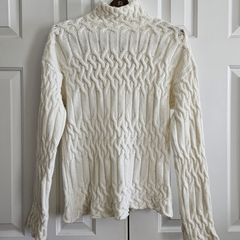 Equipment Femme Womens Sweater XS Fisherman Cable Knit Wool Old Money Classic